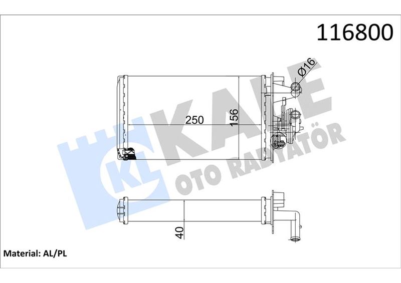 KALE KALORİFER RADYATÖRÜ TMPR 1.6-2.0 MUSLUKSUZ 2 SIRA AL PL SİSTEM 40572017 OEM: 40572017 - KALE 1782822AL kodlu oto yedek parça görseli