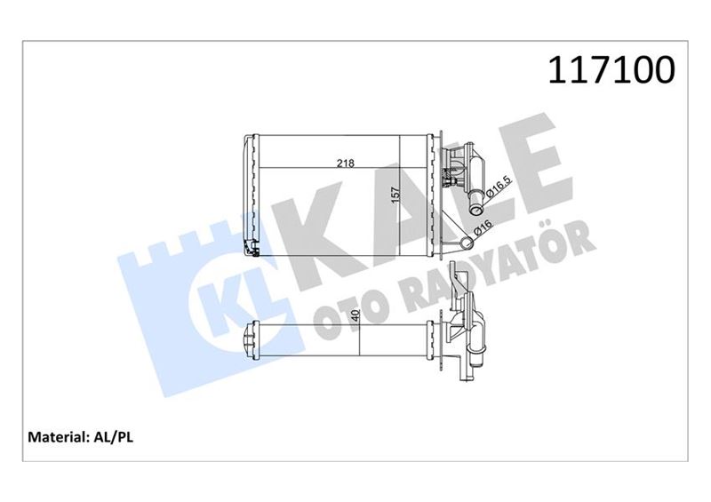 KALE KALORİFER RADYATÖRÜ UNO 218x156.5x40 MUSLUKLU 2 SIRA AL PL SİSTEM 40787031-5943154-7753630-7754055 OEM: 40787031-5943154-7753630-7754055 - KALE 1783862AL kodlu oto yedek parça görseli