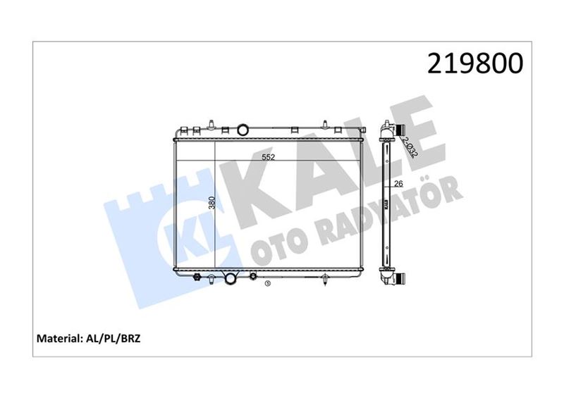 KALE RADYATÖR P206-P307-XSARA 2.0i 16V 1 SIRA ALB SİSTEM TAHLIYE MUSLUKLU 1330.53-1330.H6-1331.CZ OEM: 1330.53-1330.H6-1331.CZ - KALE 2040011AB kodlu oto yedek parça görseli