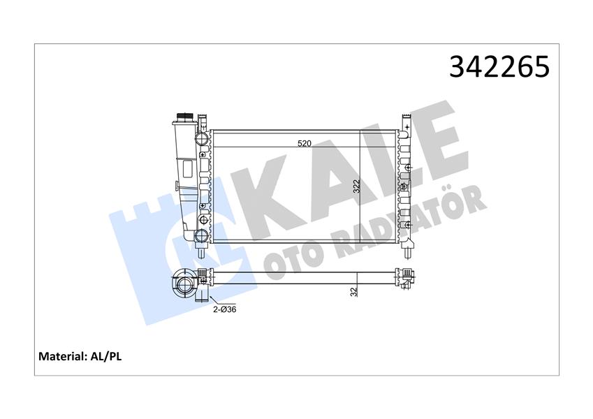 KALE RADYATÖR FIAT UNO 70 İe AL-PL-BRZ 46551218-7685063-7732211 OEM: 46551218-7685063-7732211 - KALE 342265 kodlu oto yedek parça görseli
