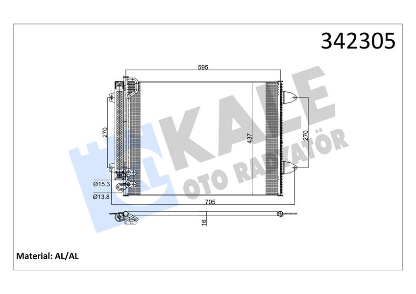 KALE KLİMA KONDENSERİ PASSAT 05 577x439x16 AL/BRZ 3C0820411C-3C0820411E-3C0820411G OEM: 3C0820411C-3C0820411E-3C0820411G - KALE 342305 kodlu oto yedek parça görseli