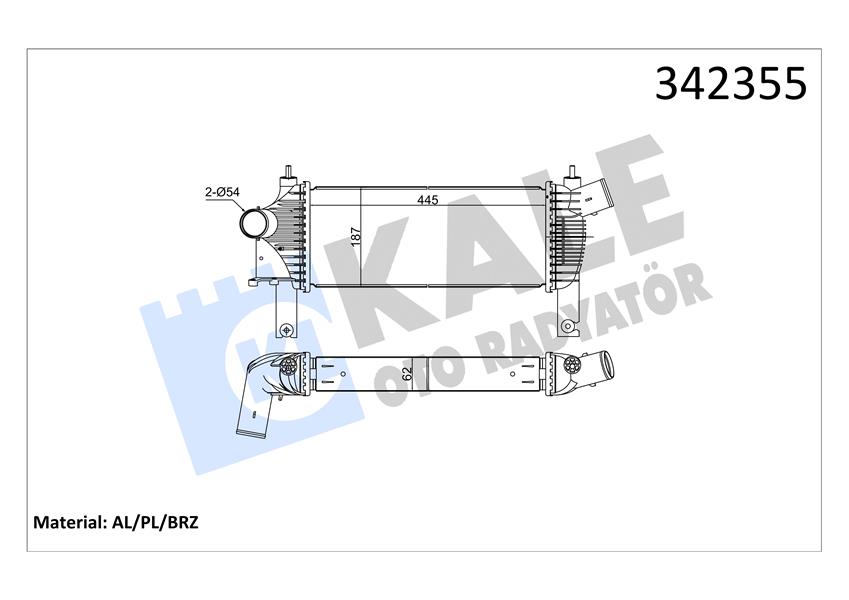 KALE TURBO RADYATÖRÜ INTERCOOLER NISSAN NAVARA-PATHFINDER AL-PL-BRZ 14461EB360 OEM: 14461EB360 - KALE 342355 kodlu oto yedek parça görseli