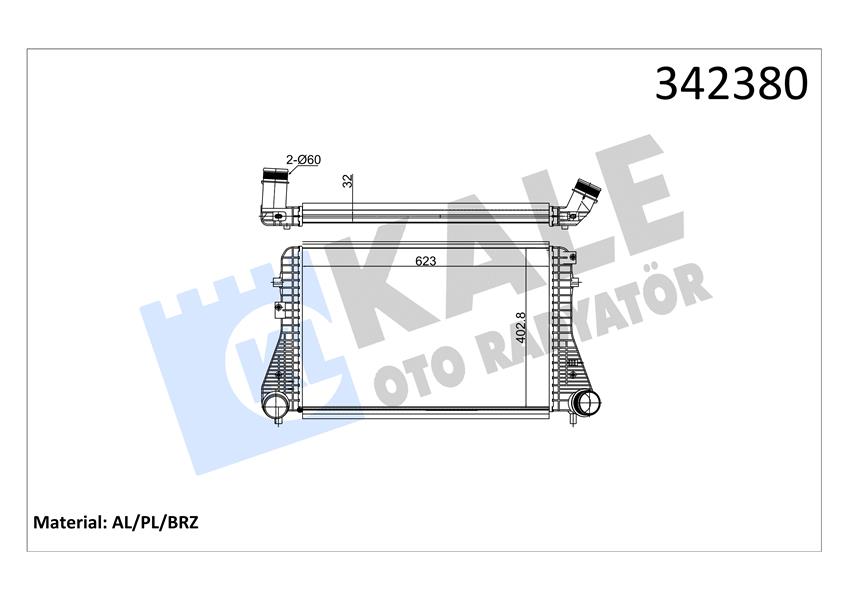 KALE TURBO RADYATÖRÜ INTERCOOLER VW CADDY III-GOLF VI AUDI A3-TT-LEON SKODA OCTAVIA AL-PL-BRZ 1K0145803AS-1K0145803AF-5C0145803A OEM: 1K0145803AS-1K0145803AF-5C0145803A - KALE 342380 kodlu oto yedek parça görseli