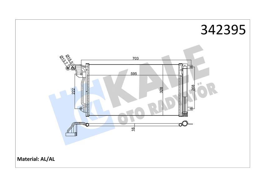 KALE KLİMA KONDENSERİ VW POLO-AUDI A1-A1 SPORTBACK-SEAT IBIZA V-TOLEDO IV AL-AL 6R0820411D-6R0820411-6R0820411H OEM: 6R0820411D-6R0820411-6R0820411H - KALE 342395 kodlu oto yedek parça görseli