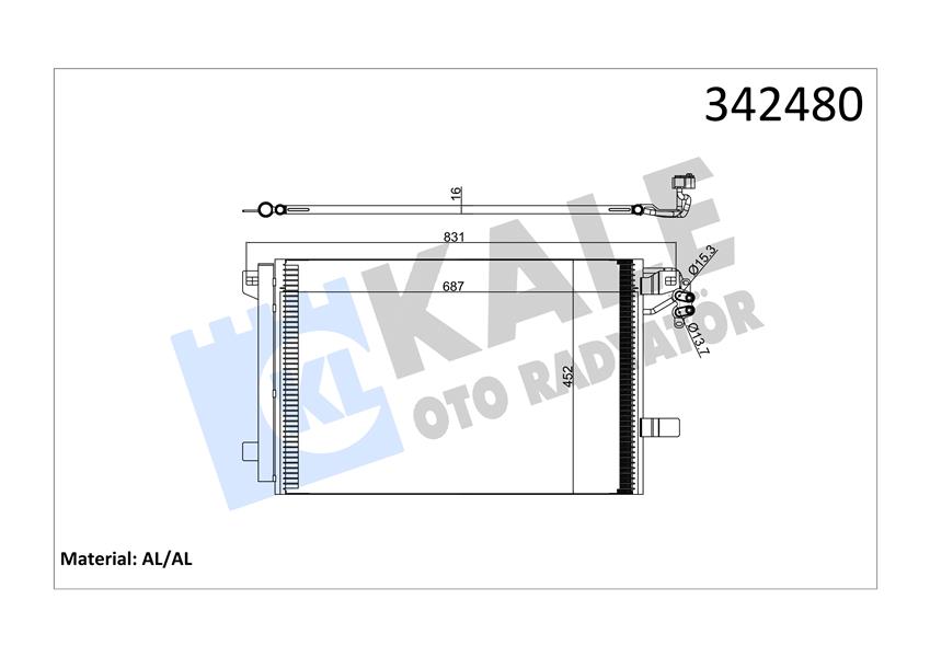 KALE KLİMA KONDENSERİ VW MULTIVAN V-TRANSPORTER T5 BOX-BUS AL-AL 7E0820411B-7E0820411C-7E0820411D OEM: 7E0820411B-7E0820411C-7E0820411D - KALE 342480 kodlu oto yedek parça görseli