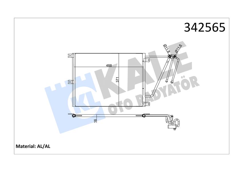 KALE KLİMA KONDENSERİ OPEL VECTRA B ESTATE-HATCHBACK AL-AL 1850051-1850061-52479125 OEM: 1850051-1850061-52479125 - KALE 342565 kodlu oto yedek parça görseli