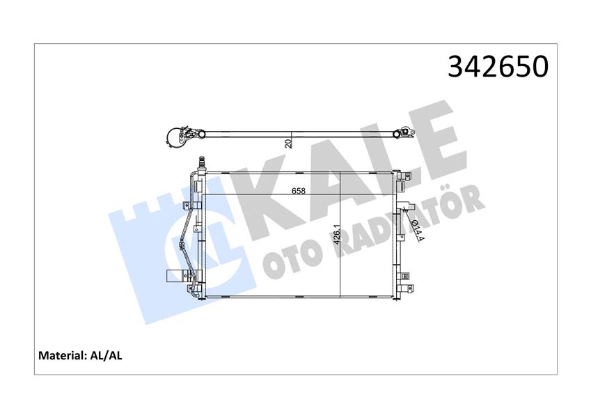 KALE KLİMA KONDENSERİ VOLVO XC90 I 2.5T T6 V8 D5 00-14 AL-AL 30781280-8683523-30665563-31369510 OEM: 30781280-8683523-30665563-31369510 - KALE 342650 kodlu oto yedek parça görseli