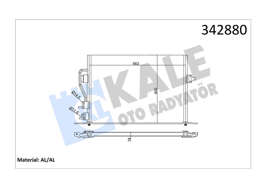 KALE KLİMA KONDENSERİ FORD COUGAR-MONDEO II- AL-AL 97BW19710AE OEM: 97BW19710AE - KALE 342880 kodlu oto yedek parça görseli