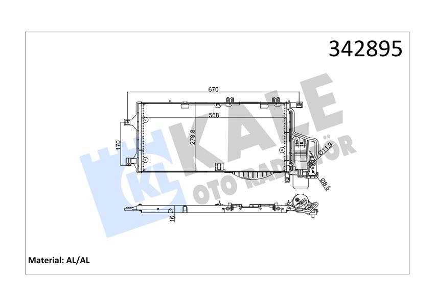 KALE KLİMA RADYATÖRÜ KONDENSERİ KURUTUCU İLE COMBO-CORSA C 1.3CDTI-1.7CDTI 03 548x261x16 93177423-1850093-13106020 OEM: 93177423-1850093-13106020 - KALE 342895 kodlu oto yedek parça görseli