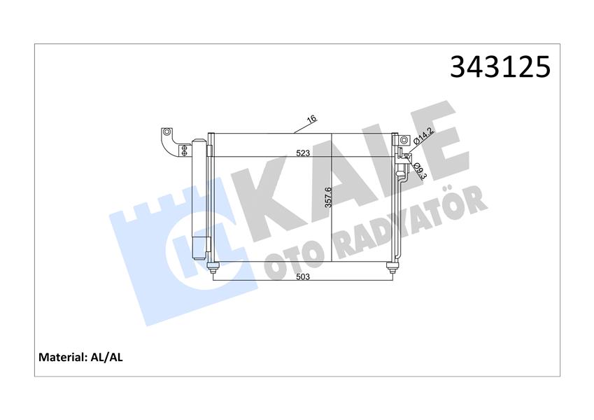 KALE KLİMA KONDENSERİ KIA RIO II AL-AL 976061G300 OEM: 976061G300 - KALE 343125 kodlu oto yedek parça görseli