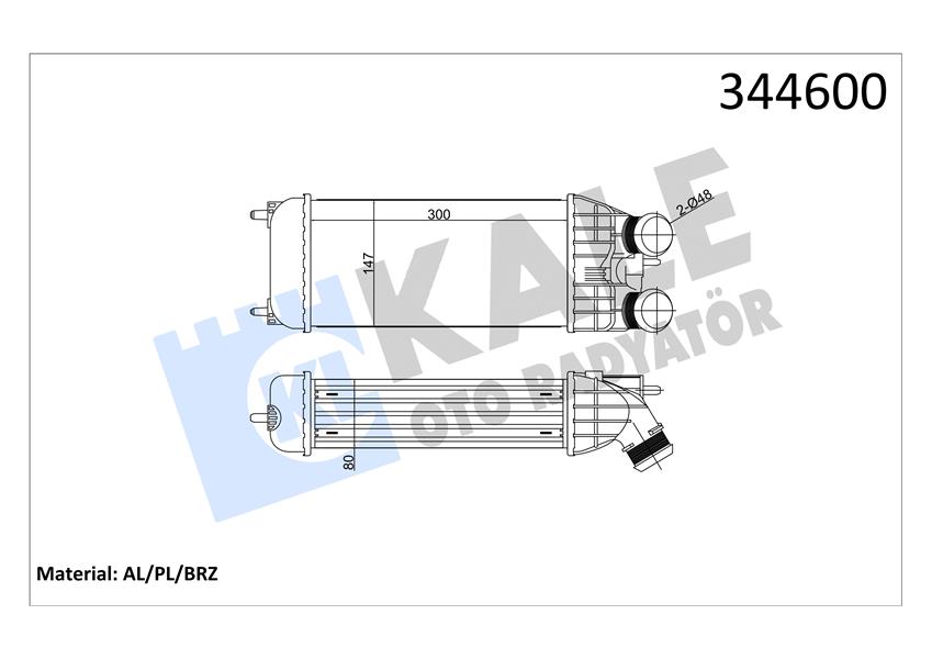 KALE TURBO RADYATÖRÜ INTERCOOL 301 207 208 2008 DS3 C-ELYSEE S3 III C3 IV C4 CACTUS DV6DTED DV6C 12 9803900780-0384.N8-0384.N7 OEM: 9803900780-0384.N8-0384.N7 - KALE 344600 kodlu oto yedek parça görseli