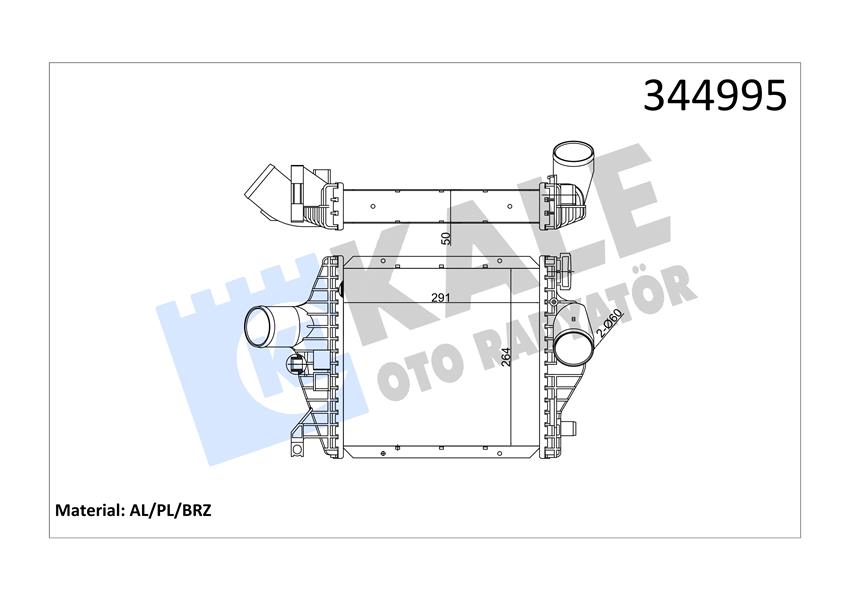 KALE TURBOSARJ RADYATORU MERCEDES VITO W638 97 03 A6385012901 OEM: A6385012901 - KALE 344995 kodlu oto yedek parça görseli