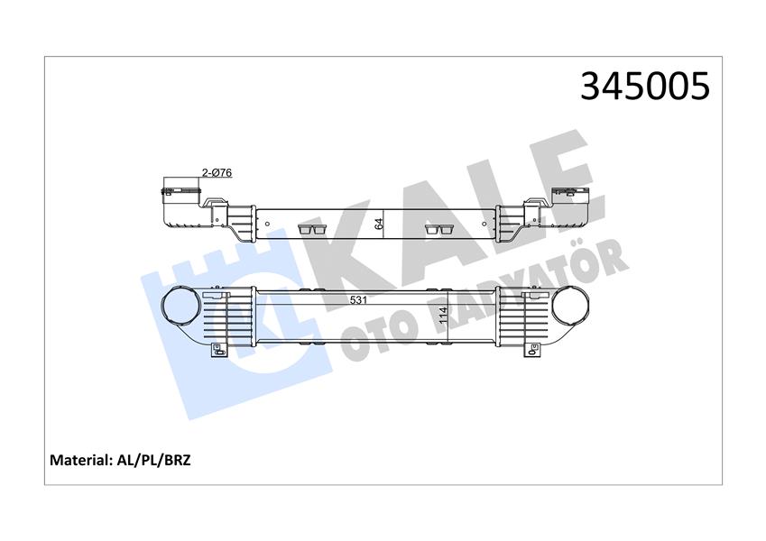 KALE TURBOSARJ RADYATORU MERCEDES S-CLASS W220 99 05 A2205000000 OEM: A2205000000 - KALE 345005 kodlu oto yedek parça görseli