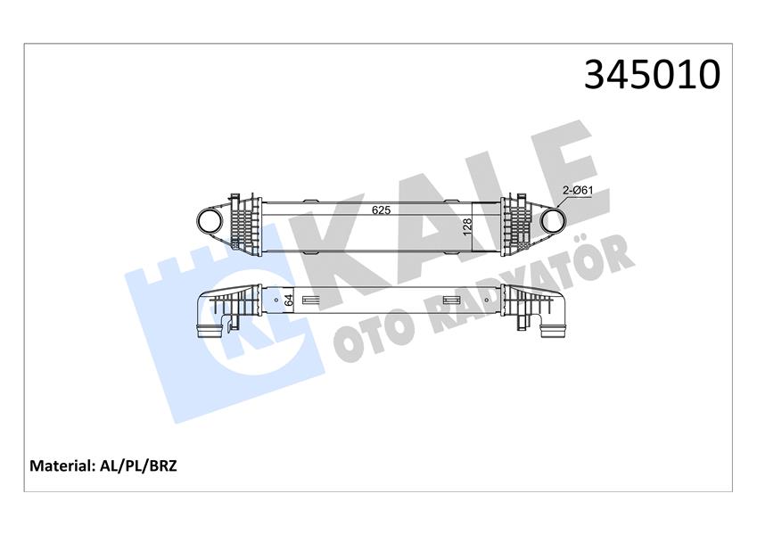 KALE TURBOSARJ RADYATORU MERCEDES W204 S204 C204 W212 C207 R172 A2045000100 OEM: A2045000100 - KALE 345010 kodlu oto yedek parça görseli