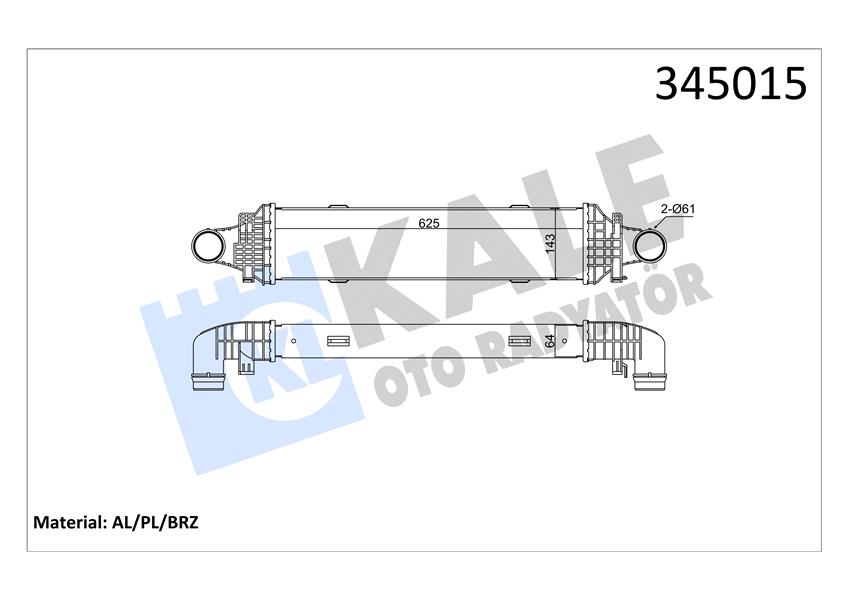 KALE TURBOSARJ RADYATORU MERCEDES W204 S204 C204 C218 W212 C207 X204 A2045000200 OEM: A2045000200 - KALE 345015 kodlu oto yedek parça görseli