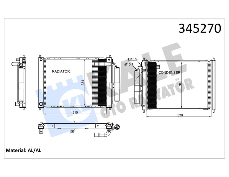 KALE KLİMA KONDENSERİ NISSAN MİCRA 1.2-1.4 16V 02-10 RADYATÖR-KLİMA BİRLEŞİK OTO.-MEK. AL/AL 21400AX600-21400AX601 OEM: 21400AX600-21400AX601 - KALE 345270 kodlu oto yedek parça görseli