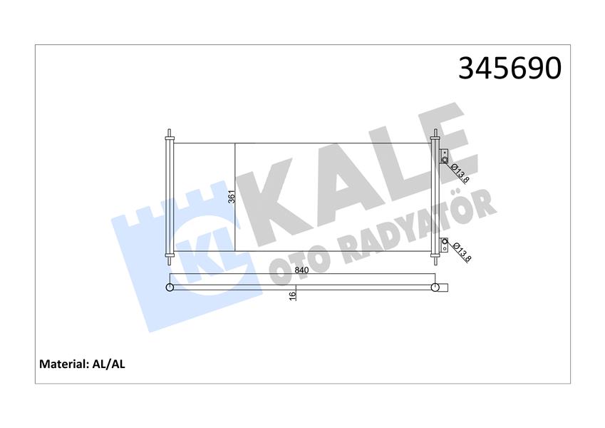 KALE KLIMA RADYATORU KONDANSER TRANSIT V184 2.0TDCI 2.4 TDCI 00 06 1671707-4041973-4471423-YC1H19710BA OEM: 1671707-4041973-4471423-YC1H19710BA - KALE 345690 kodlu oto yedek parça görseli