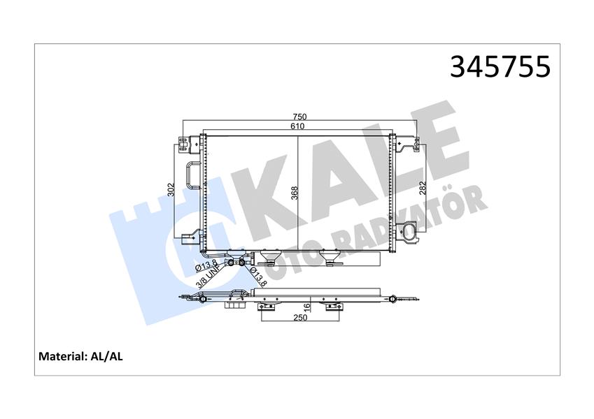 KALE KLIMA RADYATORU MERCEDES W203 CL203 S203 C209 A209 A2035002154 OEM: A2035002154 - KALE 345755 kodlu oto yedek parça görseli