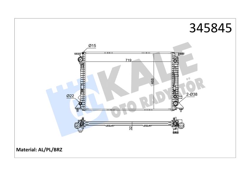 KALE RADYATÖR Q5 3.0 TDİ guattro 08 720x470x32 AC /- MEK OTOM AL/PL/BRZ 8R0121251A-8R0121251C OEM: 8R0121251A-8R0121251C - KALE 345845 kodlu oto yedek parça görseli