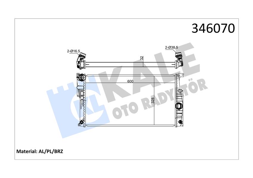 KALE MOTOR SU RADYATORU BMW B38 N20 N26 N55 F20 F30 F32 F34 F36 F22 F80 F82 17118672104-17117618807-17118672095 OEM: 17118672104-17117618807-17118672095 - KALE 346070 kodlu oto yedek parça görseli