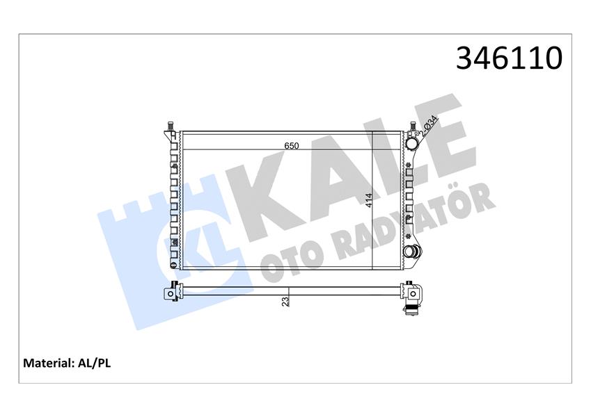 KALE RADYATÖR DOBLO-DOBLO CARGO 1.4 10/05 1.6-1.9D 01 MEK AC AL/PL/BRZ 51867711-46749018-51779232 OEM: 51867711-46749018-51779232 - KALE 346110 kodlu oto yedek parça görseli