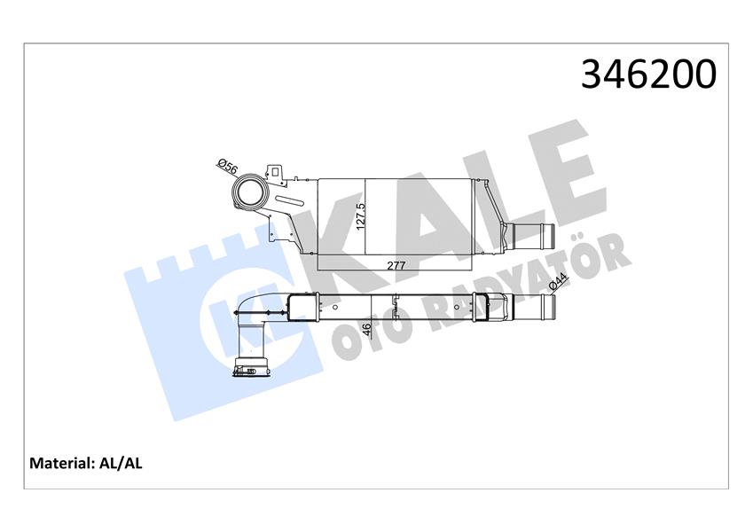 KALE TURBO RADYATÖRÜ INTERCOOLER COMBO-CORSA C-TIGRA AL/PL/BRZ 279x127x46 1300410-24466787-93177425 OEM: 1300410-24466787-93177425 - KALE 346200 kodlu oto yedek parça görseli