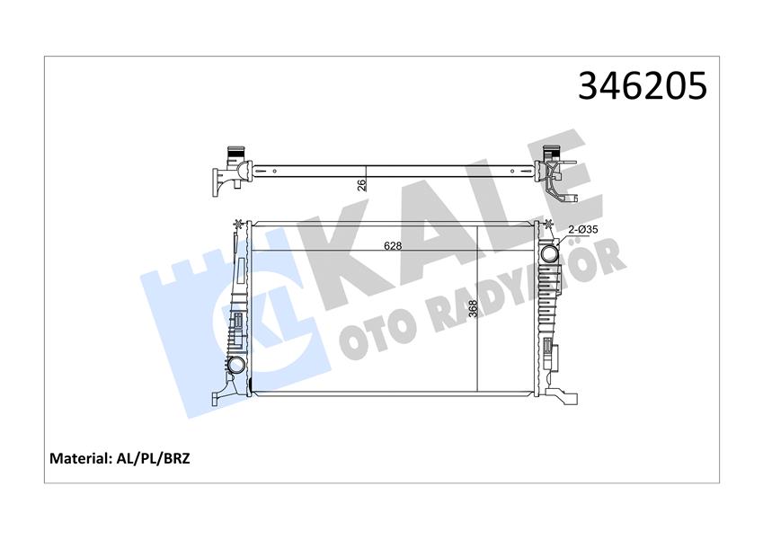 KALE RADYATÖR DACIA DUSTER 1.5 DCİ-1.5 DCİ 4x4 2010 AL/PL/BRZ 214108807R-8200880550 OEM: 214108807R-8200880550 - KALE 346205 kodlu oto yedek parça görseli