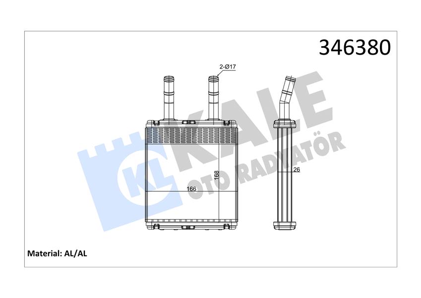 KALE KALORİFER RADYATÖRÜ HYUNDAI ACCENT 1.3L 4G13 95-00 / 1.5L G4EK 95-00 / ADMIRE 1.3L G4EA 01-05 / GETZ 1.3L G4EA 03-05 / 1.5L D3EA CRDi 02-05 - ALEMİNYUM 9722122000-9722122001 OEM: 9722122000-9722122001 - KALE 346380 kodlu oto yedek parça görseli