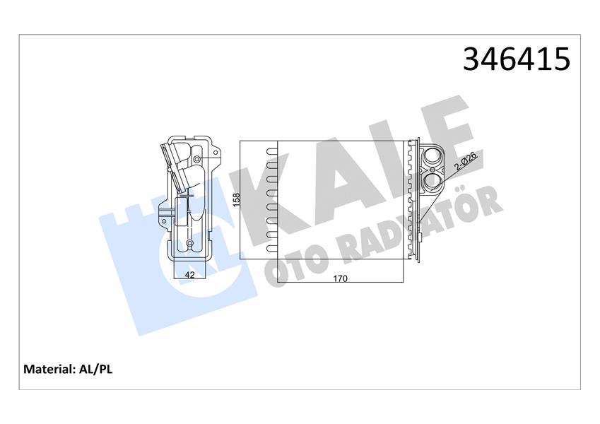 KALE KALORİFER RADYATÖRÜ LOGAN 05 DUSTER 10 SANDERO 10 170x158 6001547484 OEM: 6001547484 - KALE 346415 kodlu oto yedek parça görseli