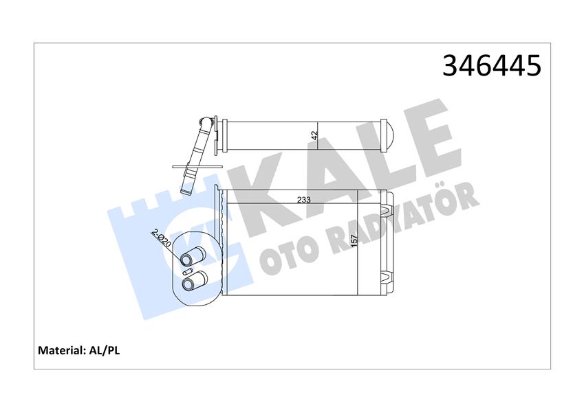 KALE KALORİFER RADYATÖRÜ VW TRANSPORTER T4 1.9D-TD-2.0D-2.4D-2.5D-TD ÖN 234x157x42 AC 701820031 OEM: 701820031 - KALE 346445 kodlu oto yedek parça görseli