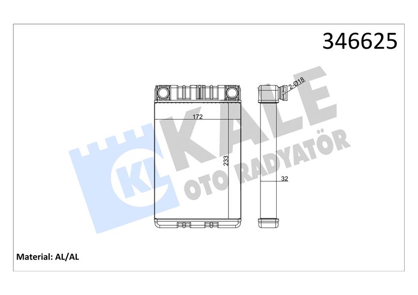 KALE KALORIFER RADYATORU MERCEDES W203 CL203 S203 C209 A209 R230 A2038300161 OEM: A2038300161 - KALE 346625 kodlu oto yedek parça görseli