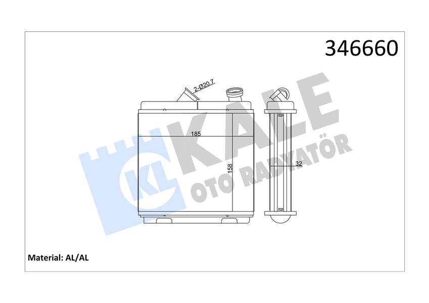 KALE KALORİFER RADYATÖRÜ BRAZİNG ASTRA F-CALIBRA A-VECTRA A ŞAŞI 174x174x42 1618004-52463008 OEM: 1618004-52463008 - KALE 346660 kodlu oto yedek parça görseli