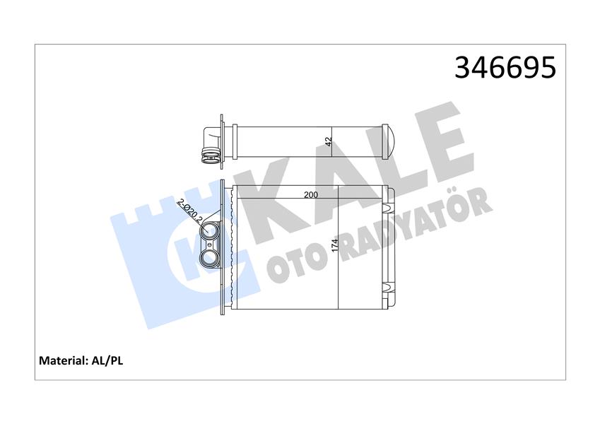 KALE KALORİFER RADYATÖRÜ VECTRA B 96-02 250x182 1618049-1618110-90512200 OEM: 1618049-1618110-90512200 - KALE 346695 kodlu oto yedek parça görseli