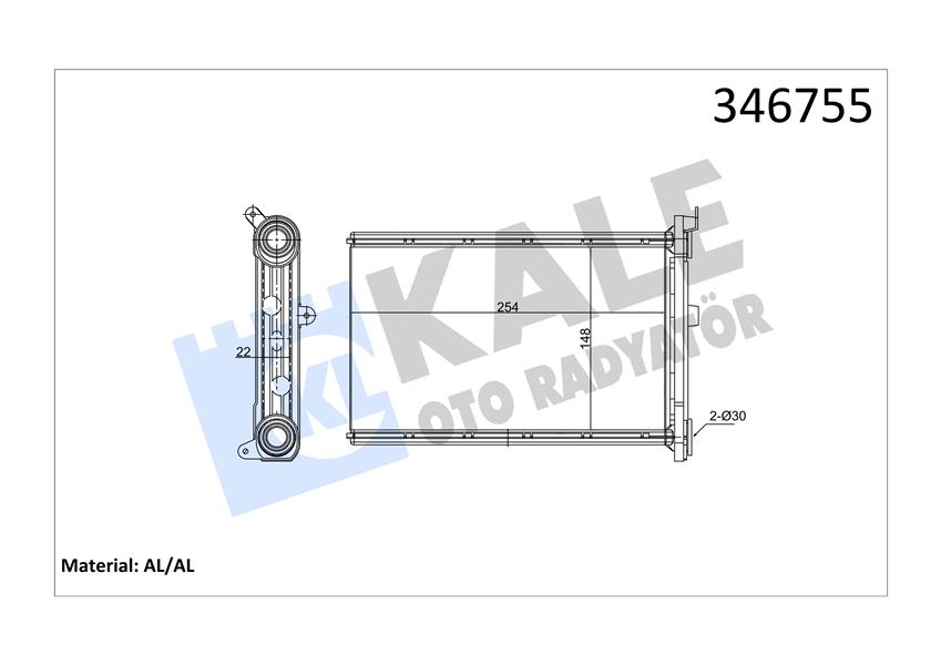 KALE KALORIFER RADYATORU BMW E87 E90 F26 F25 E84 E92 E91 E81 64119128953 OEM: 64119128953 - KALE 346755 kodlu oto yedek parça görseli
