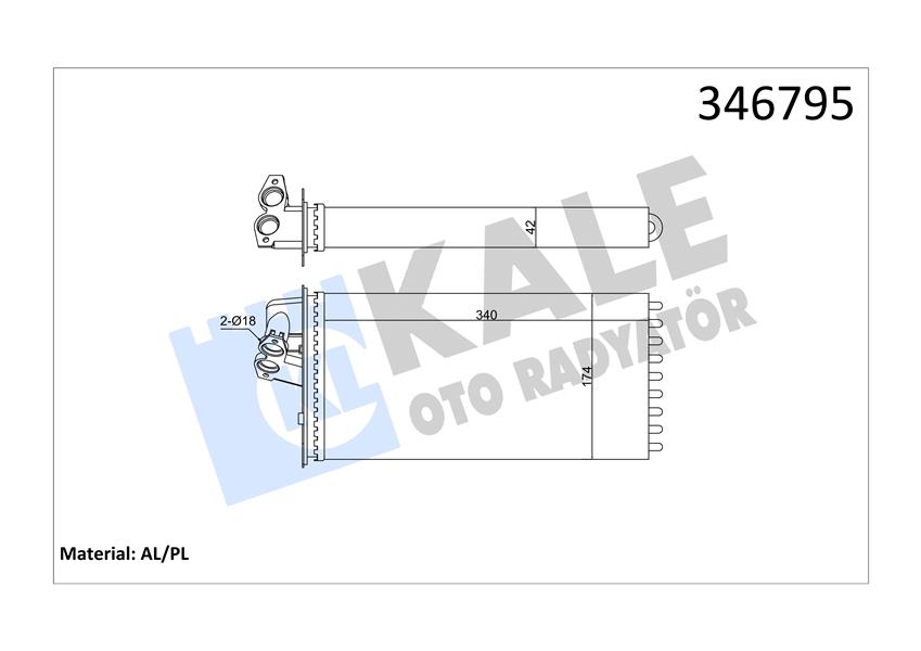 KALE KALORIFER RADYATORU MERCEDES VITO W638 96 03 A0038350001 OEM: A0038350001 - KALE 346795 kodlu oto yedek parça görseli