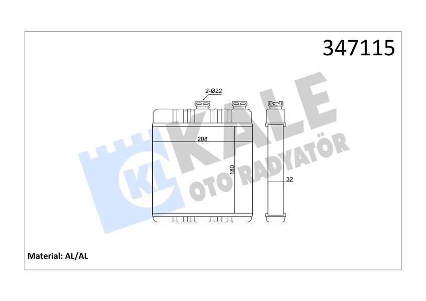 KALE KALORİFER RADYATÖRÜ ASTRA G-ZAFIRA 206x180x32 1618142-9117283 OEM: 1618142-9117283 - KALE 347115 kodlu oto yedek parça görseli