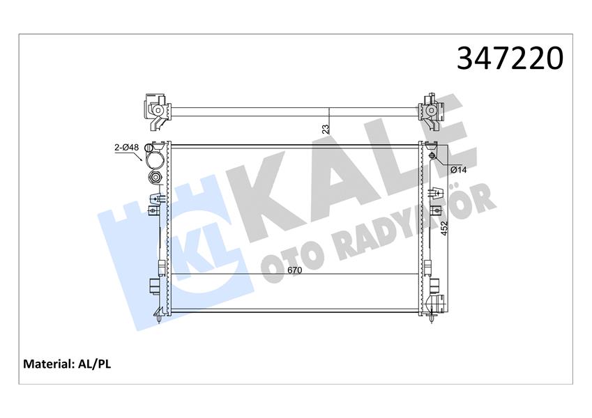 KALE RADYATÖR SCUDO/P806 1.8i-2.0i 8V-2.0i 16V AL/MKNK 1301.W2-1301.W4-1301.P2-1301.P3 OEM: 1301.W2-1301.W4-1301.P2-1301.P3 - KALE 347220 kodlu oto yedek parça görseli
