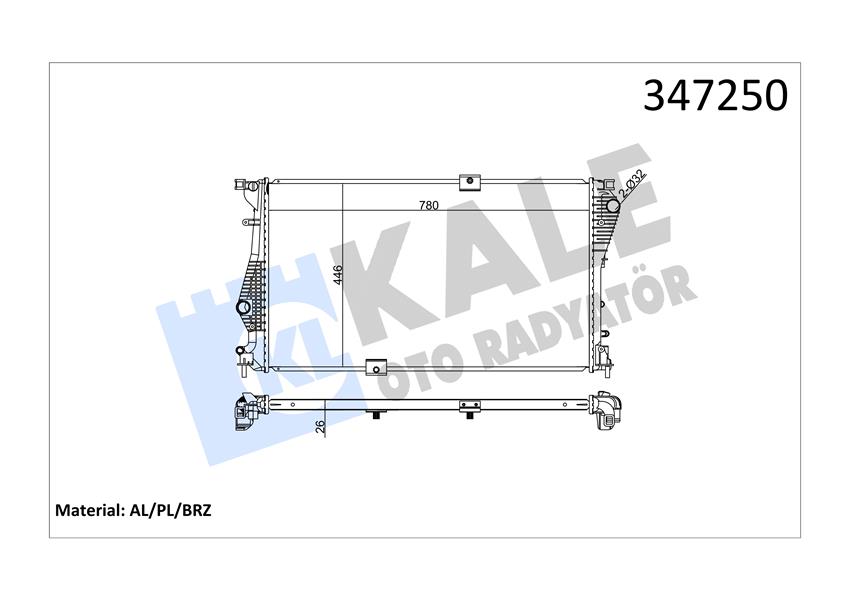 KALE RADYATÖR TRAFIC II-VIVARO 2.0 DCİ-CDTİ 06 M9R 780x462.25x27 MEK AC /- 214109682R-4406359-93865588 OEM: 214109682R-4406359-93865588 - KALE 347250 kodlu oto yedek parça görseli