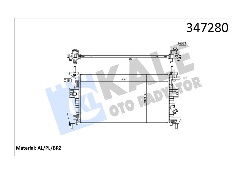KALE MOTOR SU RADYATORU FOCUS III C MAX 11 1.6TI VCT 1.6 ZETEC EFI AL PL BRZ BV618005AD-1705805-1727475 OEM: BV618005AD-1705805-1727475 - KALE 347280 kodlu oto yedek parça görseli