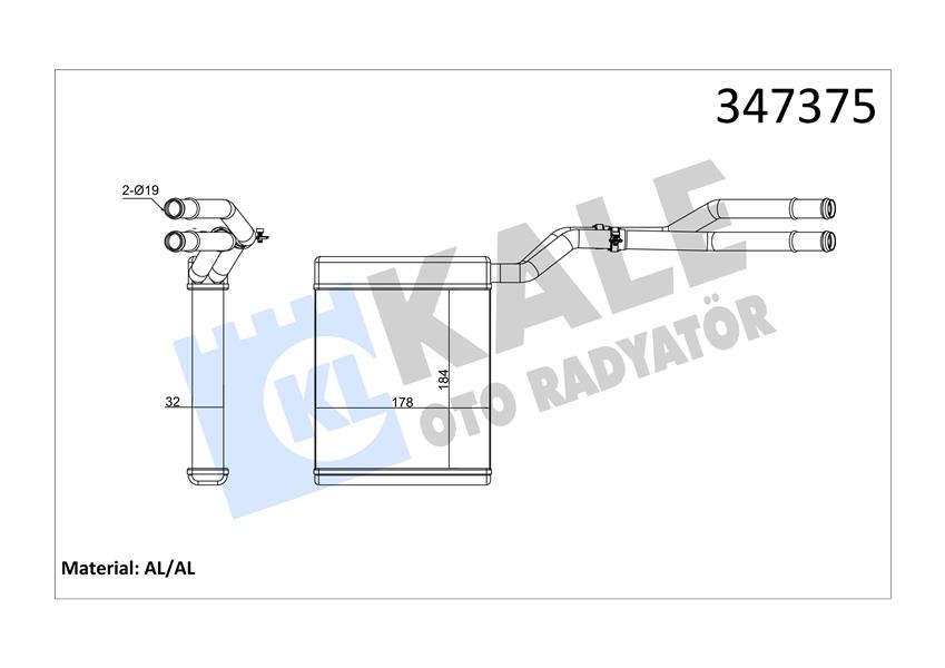 KALE KALORIFER RADYATORU MONDEO IV 07 14 S MAX GALAXY 06 15 6G9118B539CC-1376873-1453312 OEM: 6G9118B539CC-1376873-1453312 - KALE 347375 kodlu oto yedek parça görseli