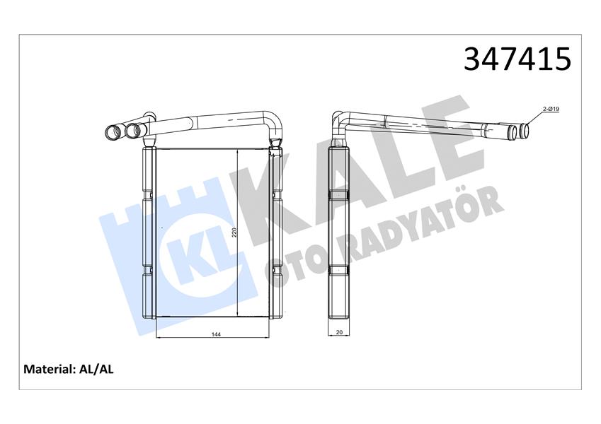 KALE KALORİFER RADYATÖRÜ KIA RIO 1.4L G4EE benzinli 05-10 1.6L G4ED benzinli 05-10 1.5L CRDİ 4 silindi r 05- - ALEMİNYUM 971381G000 OEM: 971381G000 - KALE 347415 kodlu oto yedek parça görseli