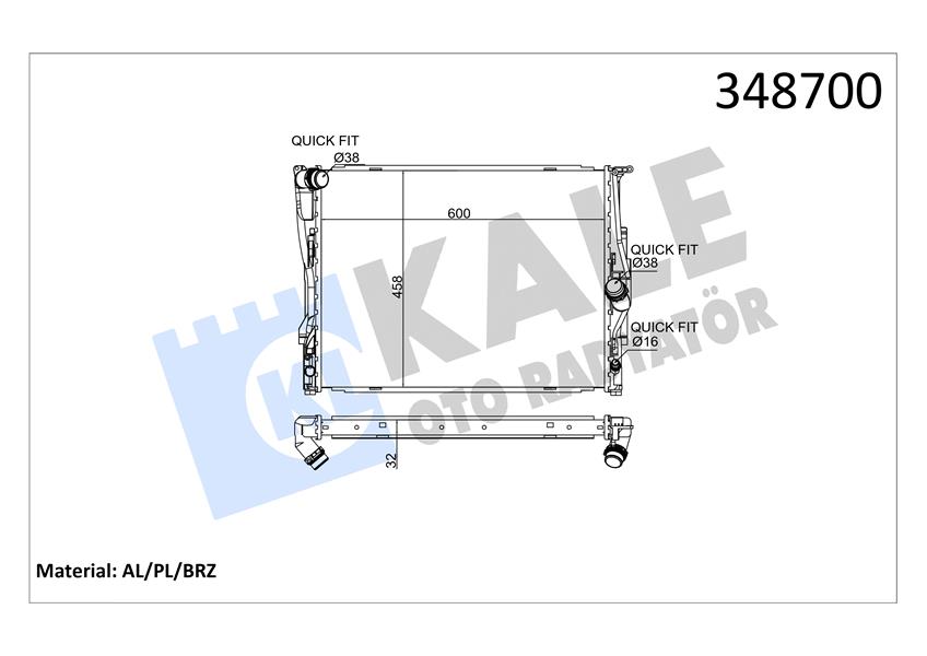 KALE MOTOR SU RADYATORU MEKANIK SANZ. BMW E81 E82 E87 E88 E90 E91 E92 E93 E84 Z4 E89 17117521046-17117553111 OEM: 17117521046-17117553111 - KALE 348700 kodlu oto yedek parça görseli