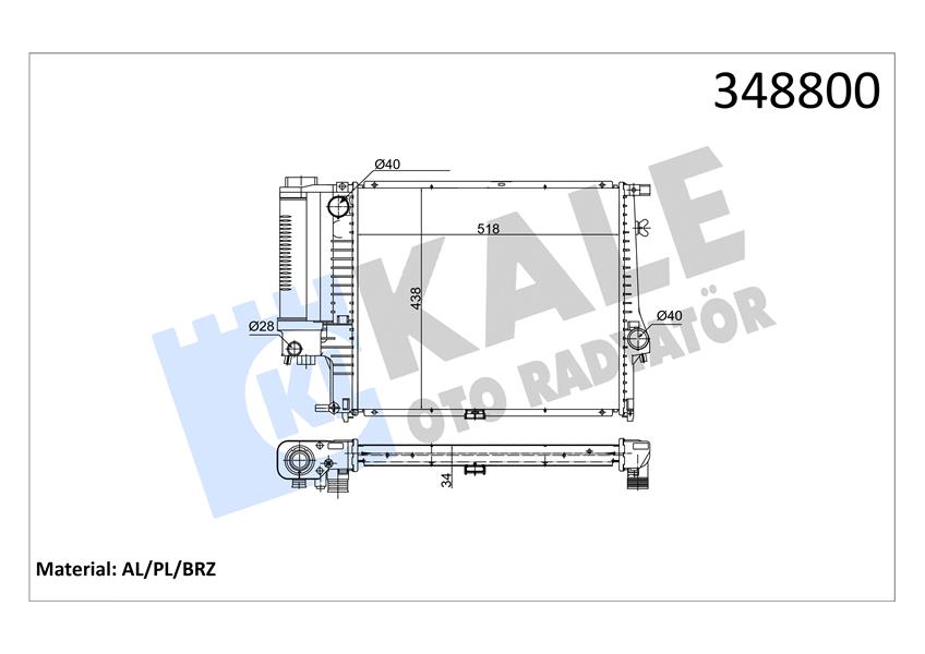 KALE MOTOR SU RADYATORU BMW M20 B20 B25 M50 B20 E34 90 95 M40 E30 87 91 17111737763-17111712979 OEM: 17111737763-17111712979 - KALE 348800 kodlu oto yedek parça görseli