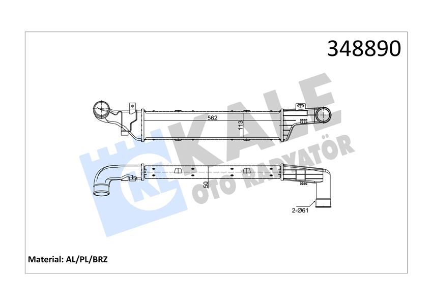 KALE TURBOSARJ RADYATORU MERCEDES E-CLASS W210 S210 A2105001200 OEM: A2105001200 - KALE 348890 kodlu oto yedek parça görseli