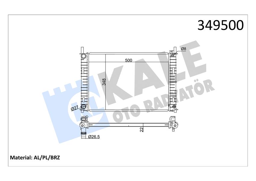KALE MOTOR SU RADYATORU FIESTA 1.25 16V 1.4 16V 1.4TDCI 01 08 MAZDA II 1.4CD MANUEL BRAZING VERSIYONU ME4S6H8005CB-4S6H8005CB-1897431 OEM: ME4S6H8005CB-4S6H8005CB-1897431 - KALE 349500 kodlu oto yedek parça görseli