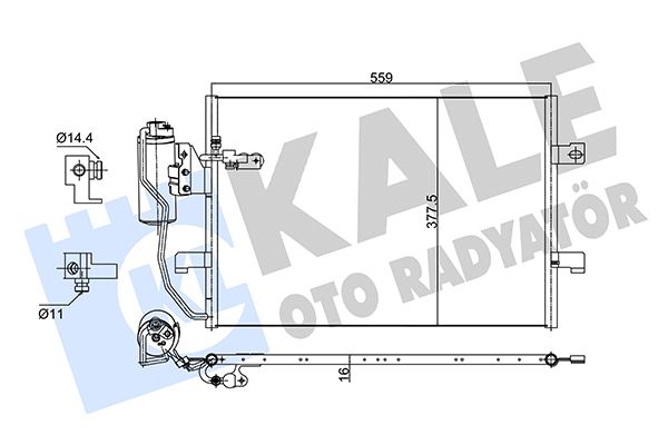 KALE KLIMA RADYATORU MERCEDES W168 W414 A1685001154 OEM: A1685001154 - KALE 353050 kodlu oto yedek parça görseli