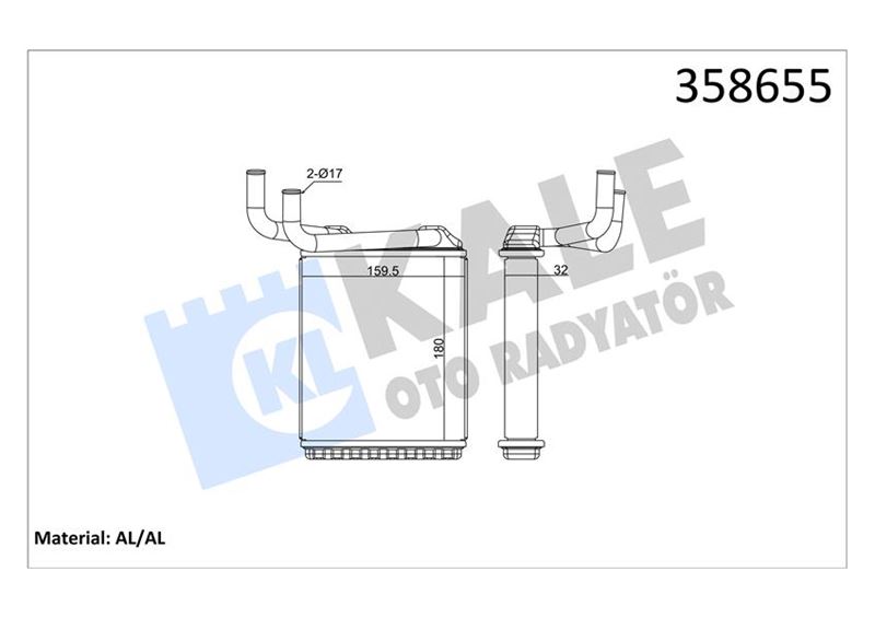 KALE KALORİFER RADYATÖRÜ MITSUBISHI CANTER 3.9L 4D34 4D34T FE659 97-06 - ALEMİNYUM MC154332-MC148142 OEM: MC154332-MC148142 - KALE 358655 kodlu oto yedek parça görseli