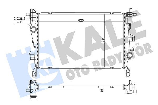 KALE SU RADYATÖRÜ FIAT 500x-JEEP RENEGADE 1.4 1.3/1.6MTJ 14 MT BRAZING 620x388x16 51965899-52009105 OEM: 51965899-52009105 - KALE 362670 kodlu oto yedek parça görseli