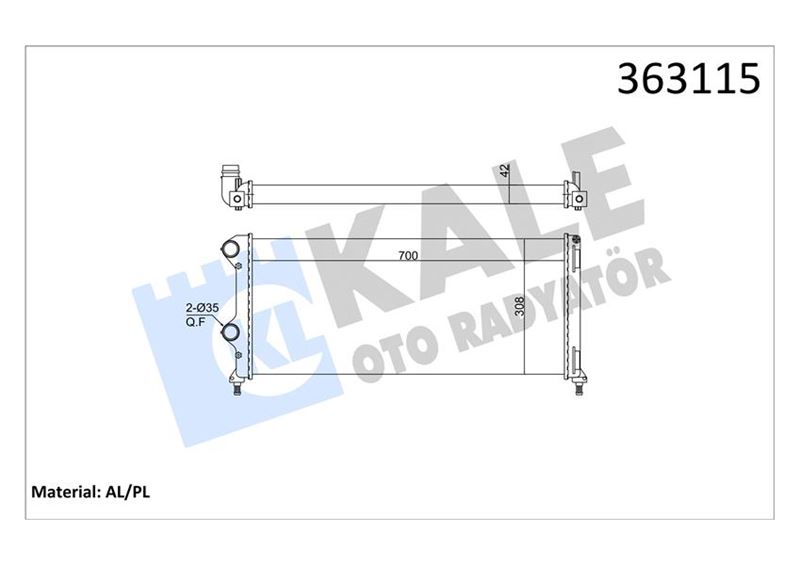KALE RADYATÖR DOBLO 1.9 JTD-1.3 700x308x42 MEKANİK DYATÖRÜ 55174187-51779233-51861635 OEM: 55174187-51779233-51861635 - KALE 363115 kodlu oto yedek parça görseli