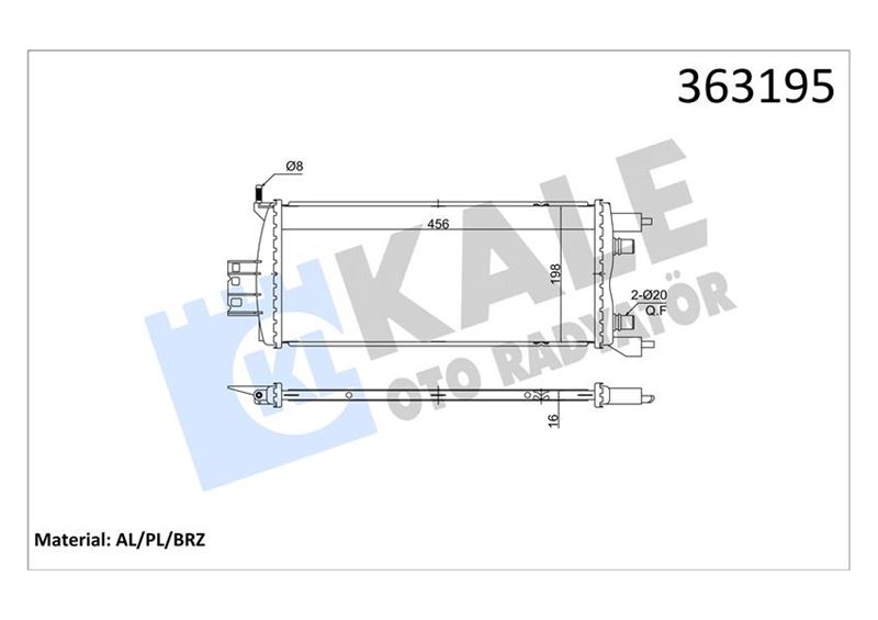 KALE RENAULT SCENIC IV GRAND SCENIC IV 1.5DCI 16 MT ARA SOĞUTUCU BRAZING 456X198X16 SU RADYATÖR 214100992R OEM: 214100992R - KALE 363195 kodlu oto yedek parça görseli